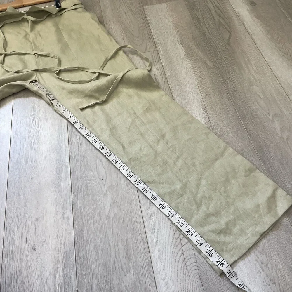 Reformation Linen Pants high rise straight leg womens Green (size 6) fisherman